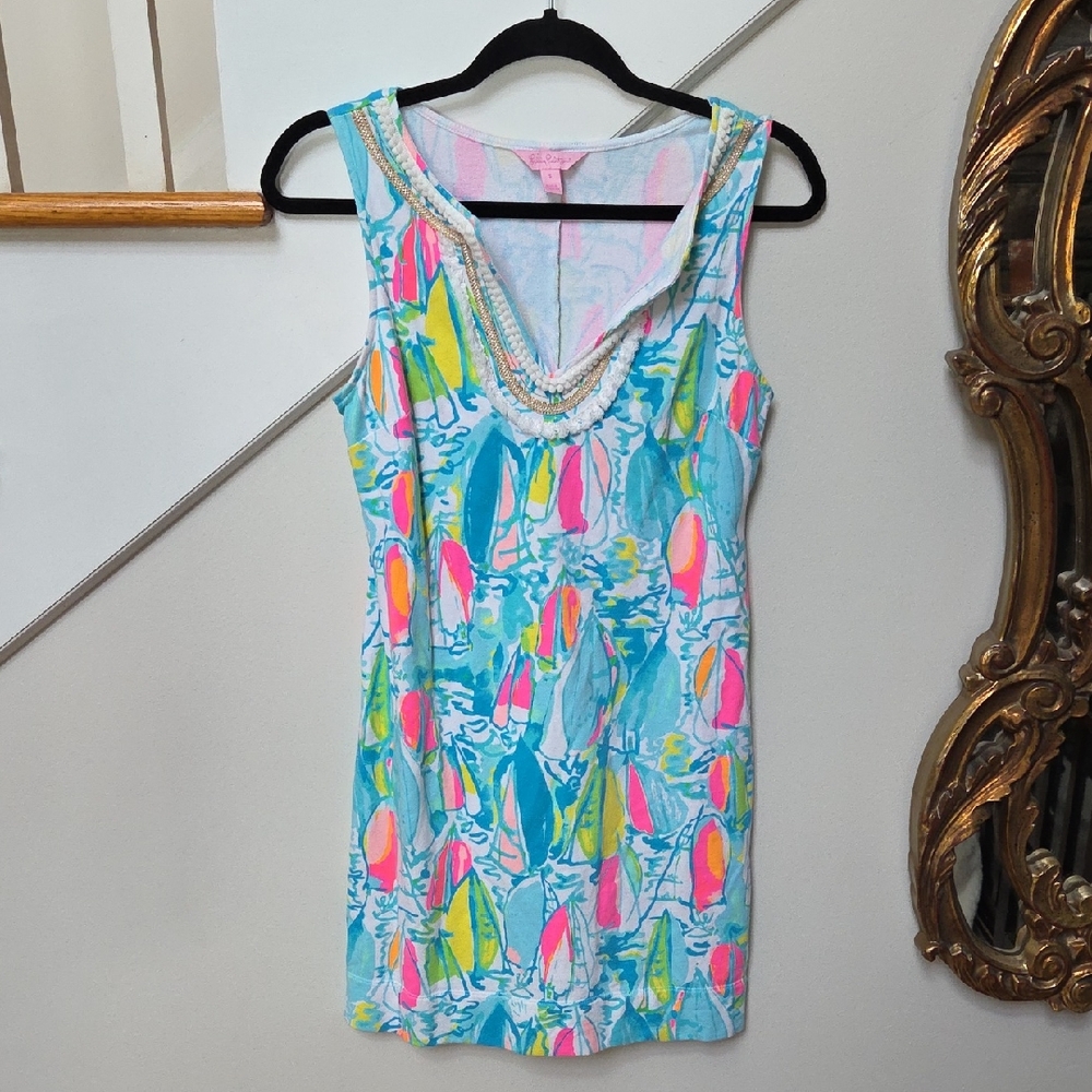 Lilly Pulitzer Blue and Pink Patterned Mini Dress